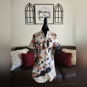 3.1 Philip Lim Target Multi Media Floral Boho Print Full Zip Dress Size XS Retro